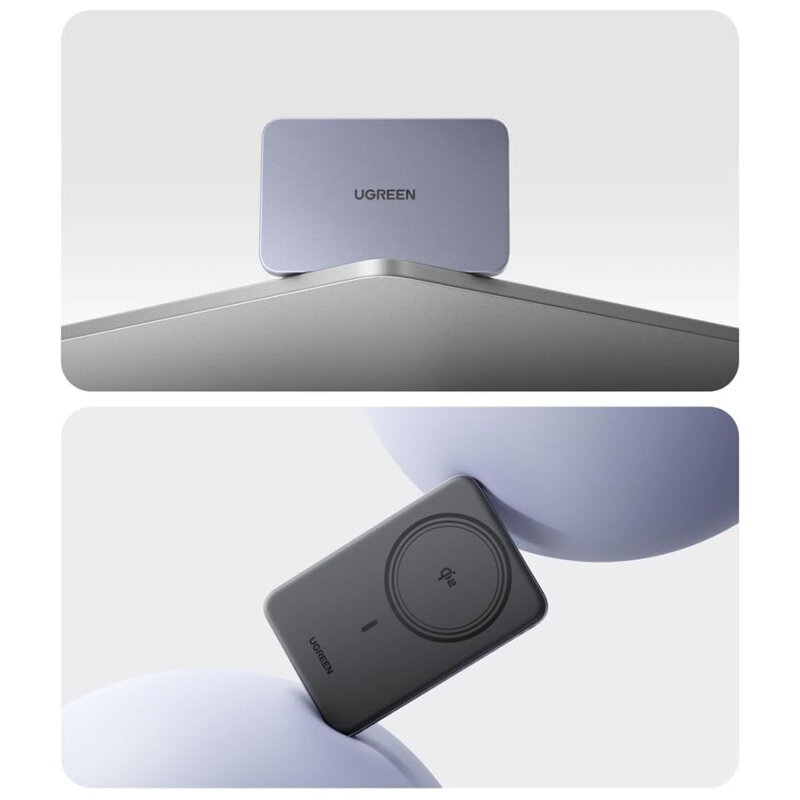 Power bank wireless MagSafe, 5000mAh Ugreen, 15W, gri, 75984B