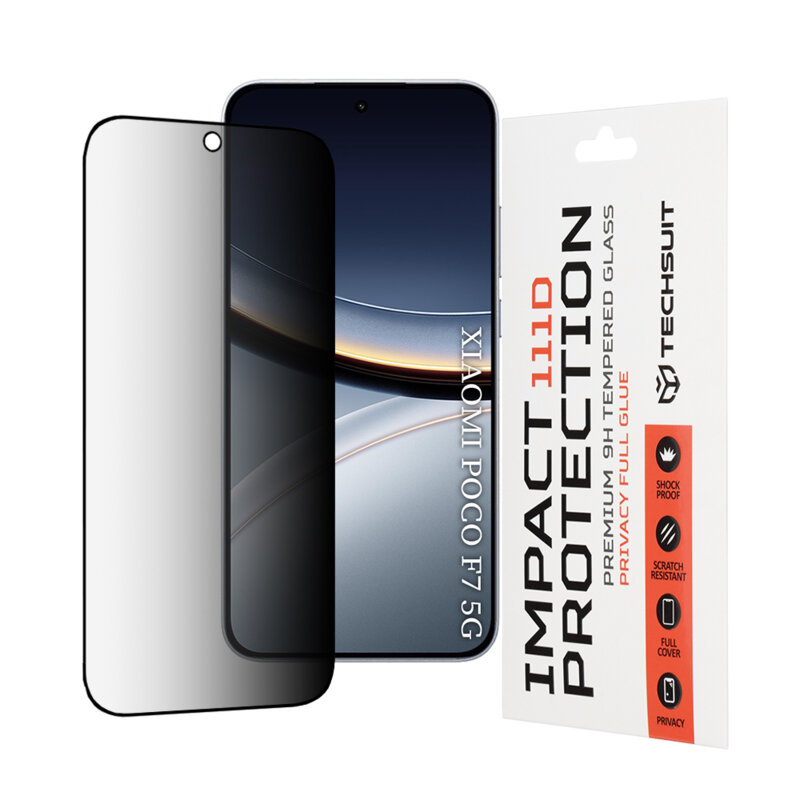 Folie sticla Xiaomi Poco F7 Techsuit 111D Privacy Full Glue, negru