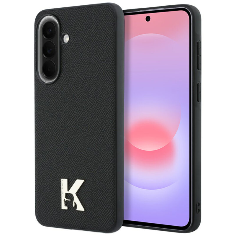 Husa Samsung Galaxy A37 5G Karl Lagerfeld Hardcase Leather with K Head Logo, negru