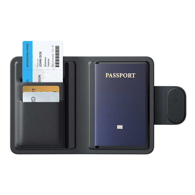 Localizator pasaport Find My din PU, 220mAh Mcdodo Napa Pro, negru