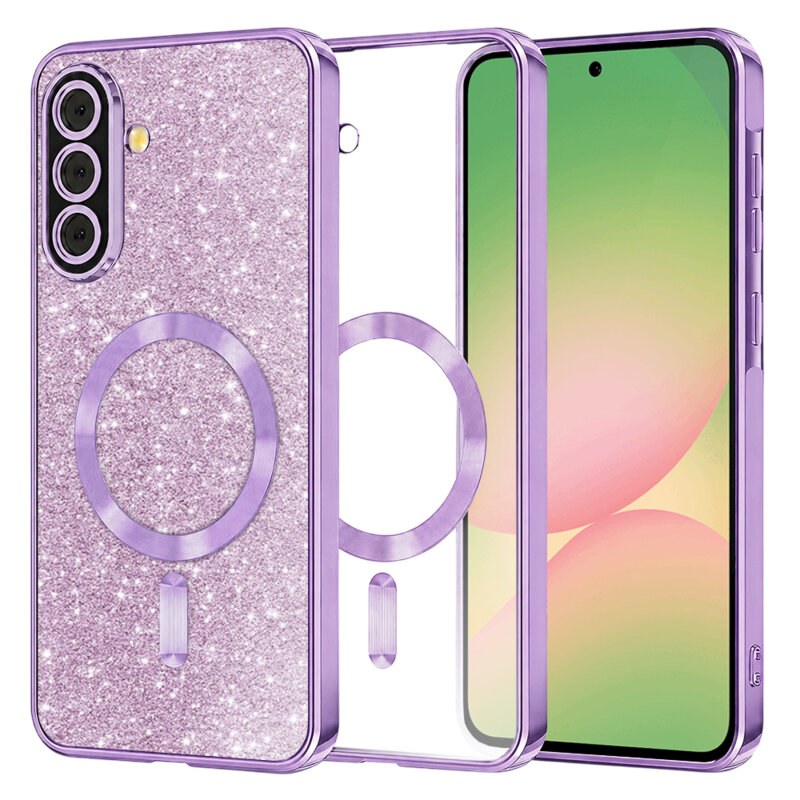 Husa premium Samsung Galaxy A56 5G Techsuit Luxury Glitter MagSafe, mov deschis