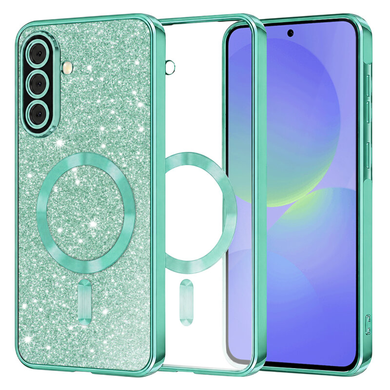 Husa premium Samsung Galaxy A36 5G Techsuit Luxury Glitter MagSafe, verde deschis