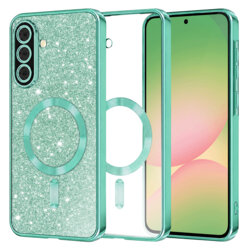 Husa premium Samsung Galaxy A56 5G Techsuit Luxury Glitter MagSafe, verde deschis
