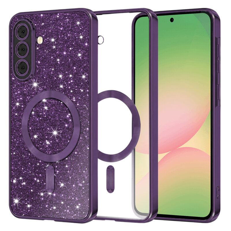 Husa premium Samsung Galaxy A56 5G Techsuit Luxury Glitter MagSafe, mov