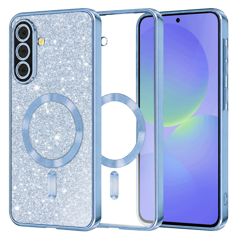 Husa premium Samsung Galaxy A36 5G Techsuit Luxury Glitter MagSafe, bleu