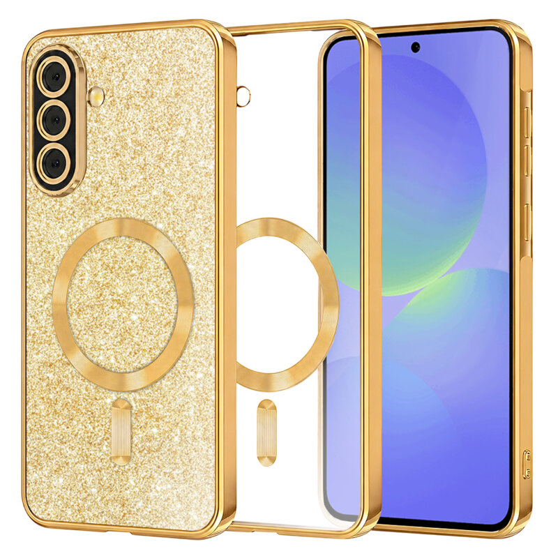 Husa premium Samsung Galaxy A36 5G Techsuit Luxury Glitter MagSafe, auriu