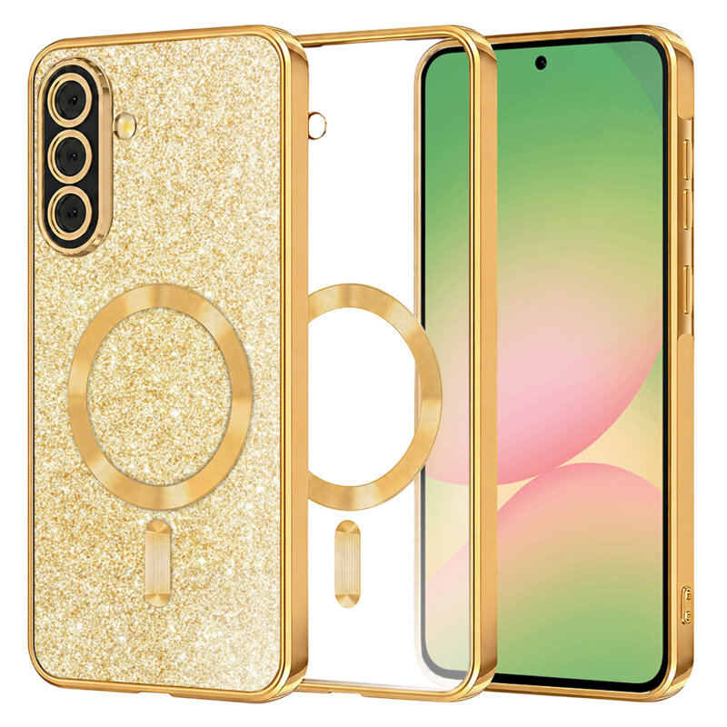 Husa premium Samsung Galaxy A56 5G Techsuit Luxury Glitter MagSafe, auriu