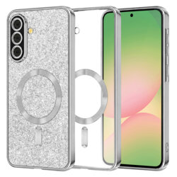 Husa premium Samsung Galaxy A56 5G Techsuit Luxury Glitter MagSafe, argintiu