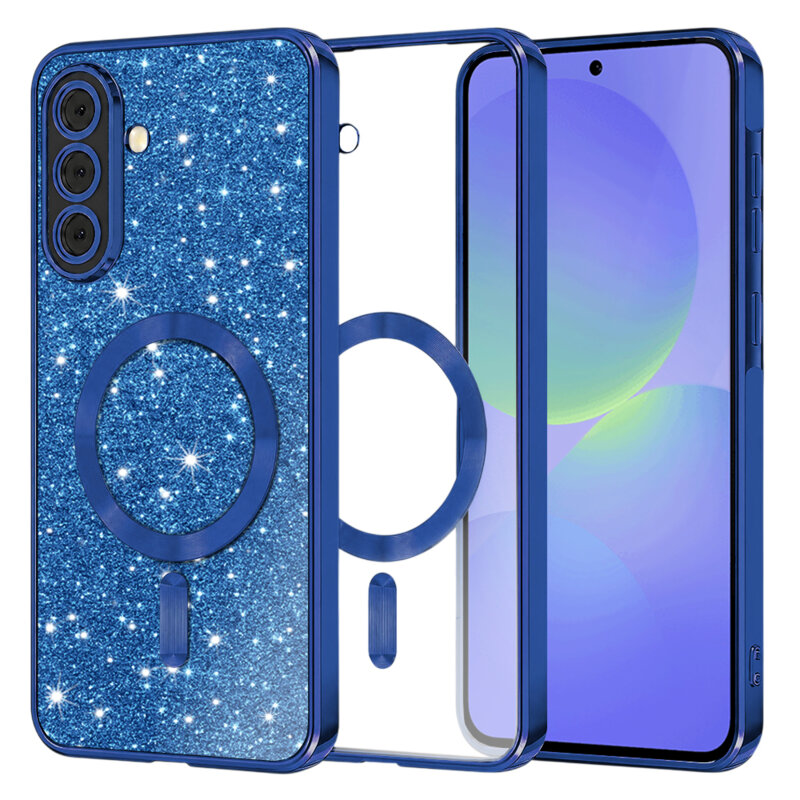 Husa premium Samsung Galaxy A36 5G Techsuit Luxury Glitter MagSafe, albastru