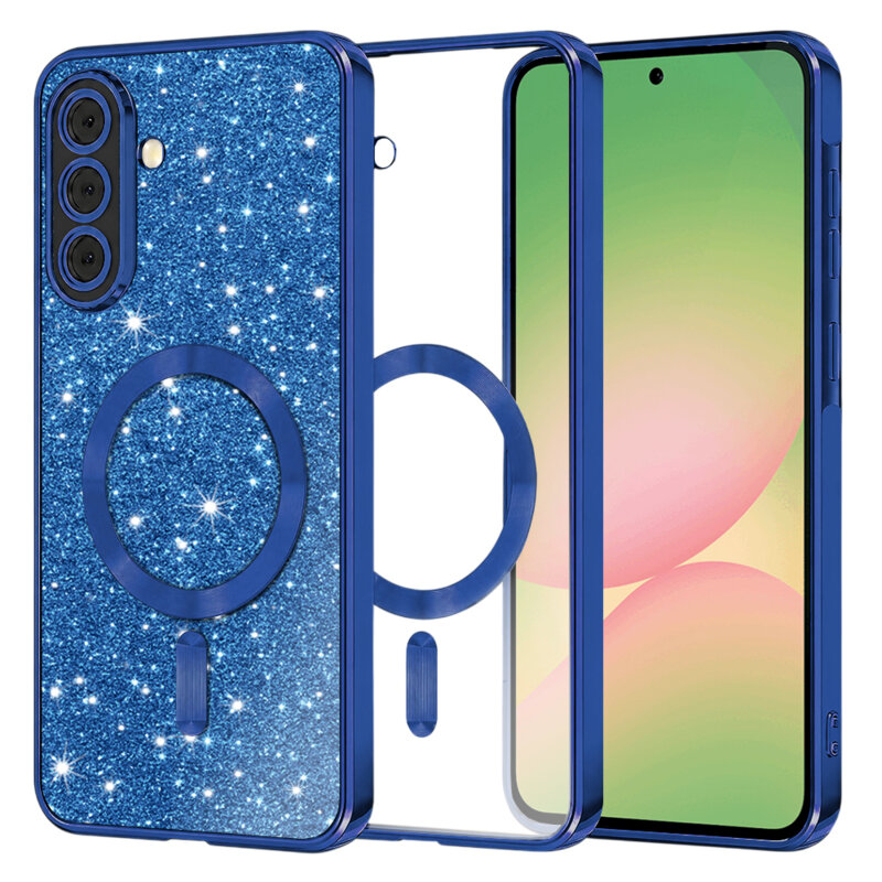 Husa premium Samsung Galaxy A56 5G Techsuit Luxury Glitter MagSafe, albastru
