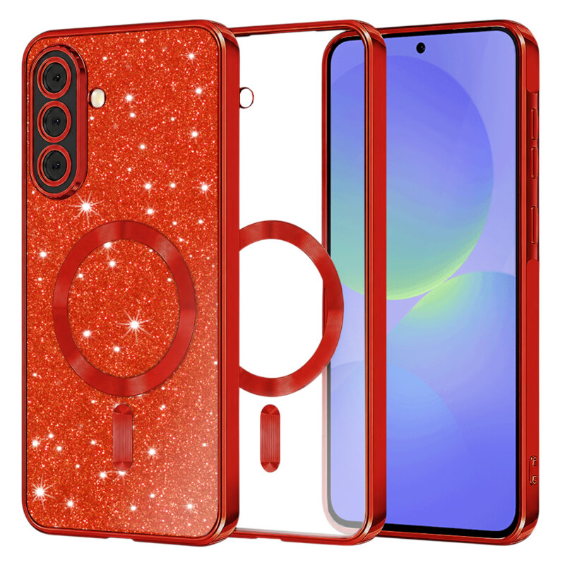 Husa premium Samsung Galaxy A36 5G Techsuit Luxury Glitter MagSafe, rosu