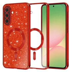 Husa premium Samsung Galaxy A56 5G Techsuit Luxury Glitter MagSafe, rosu