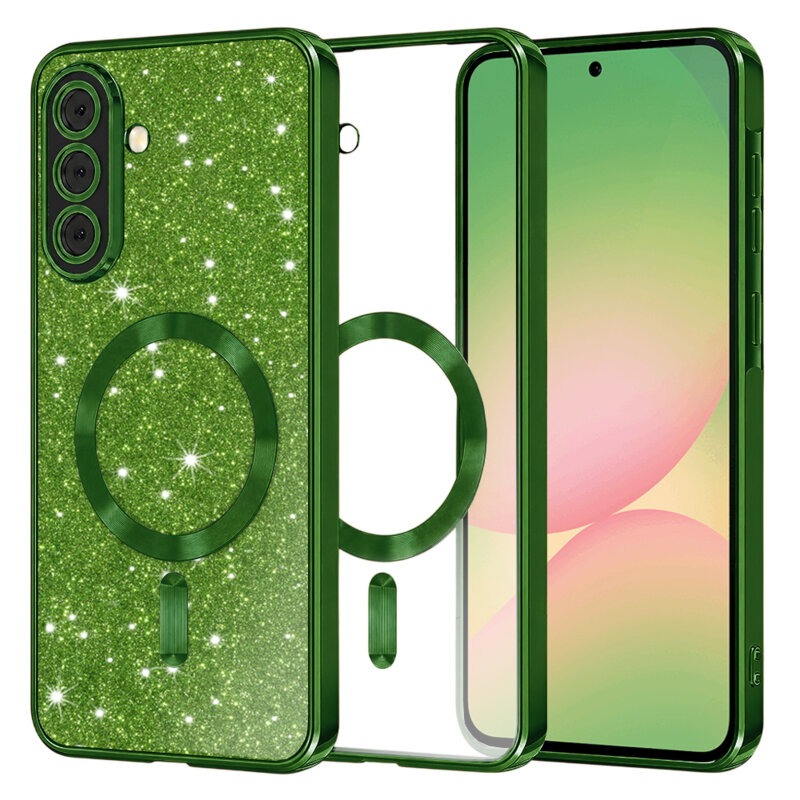 Husa premium Samsung Galaxy A56 5G Techsuit Luxury Glitter MagSafe, verde
