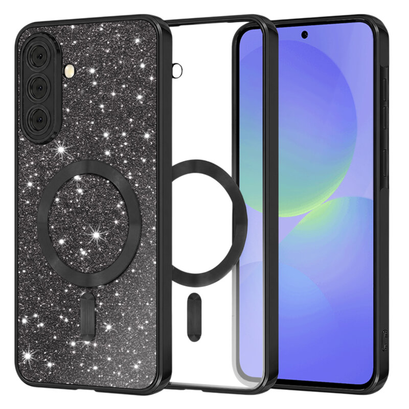 Husa premium Samsung Galaxy A36 5G Techsuit Luxury Glitter MagSafe, negru