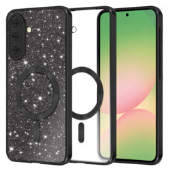 Husa premium Samsung Galaxy A56 5G Techsuit Luxury Glitter MagSafe, negru
