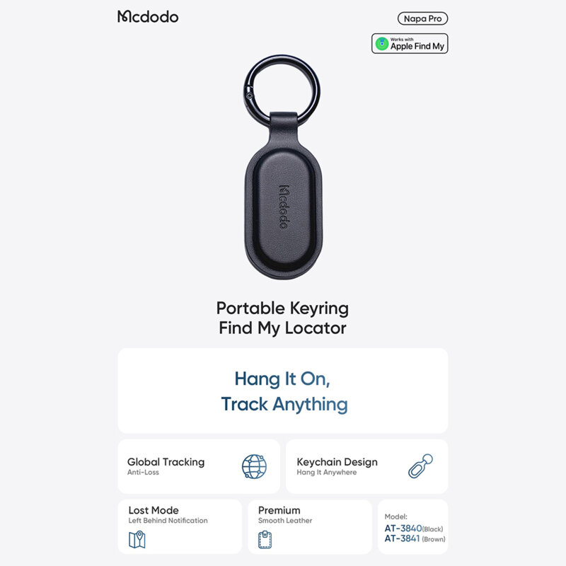 Localizator chei Find My din PU, 220mAh Mcdodo Napa Pro, negru