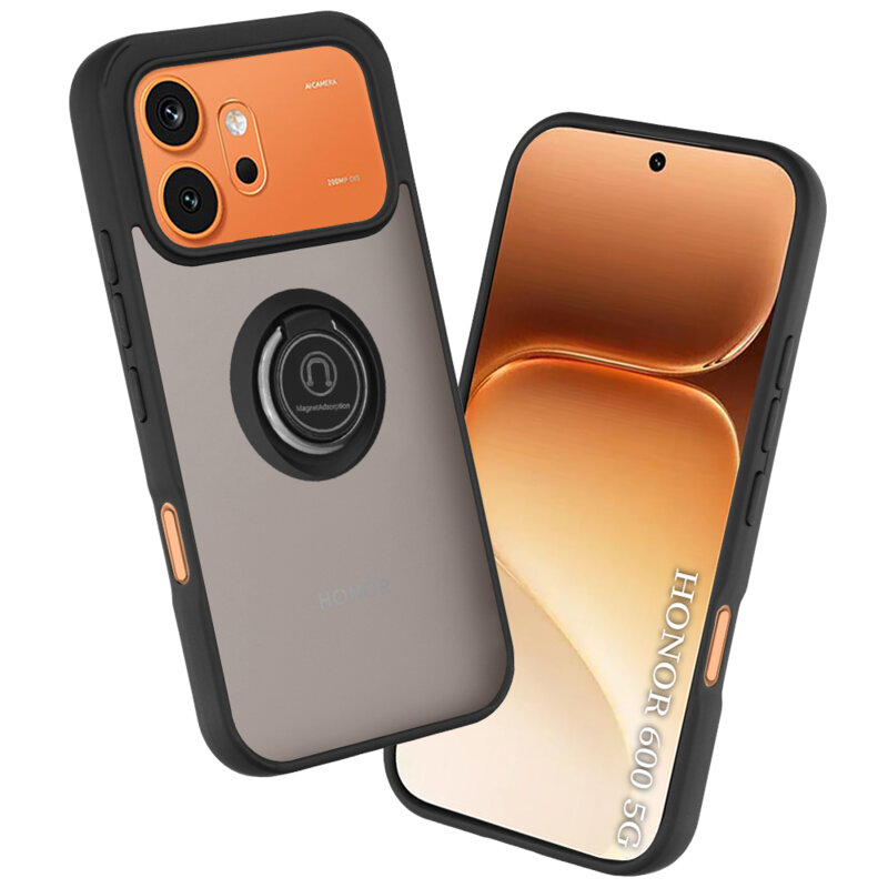 Husa Honor 600 Techsuit Glinth cu inel suport stand magnetic, negru