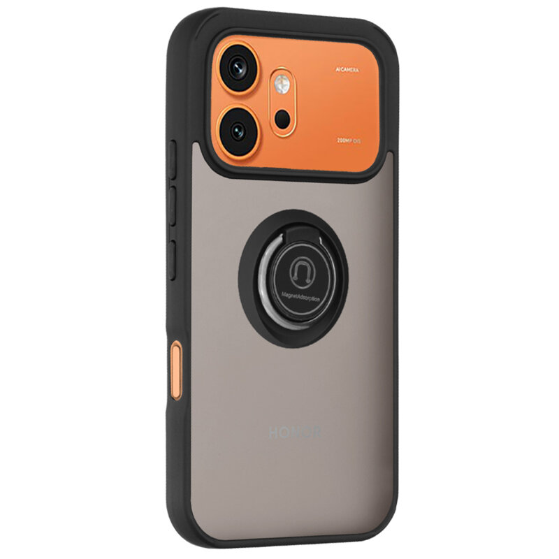 Husa Honor 600 Techsuit Glinth cu inel suport stand magnetic, negru