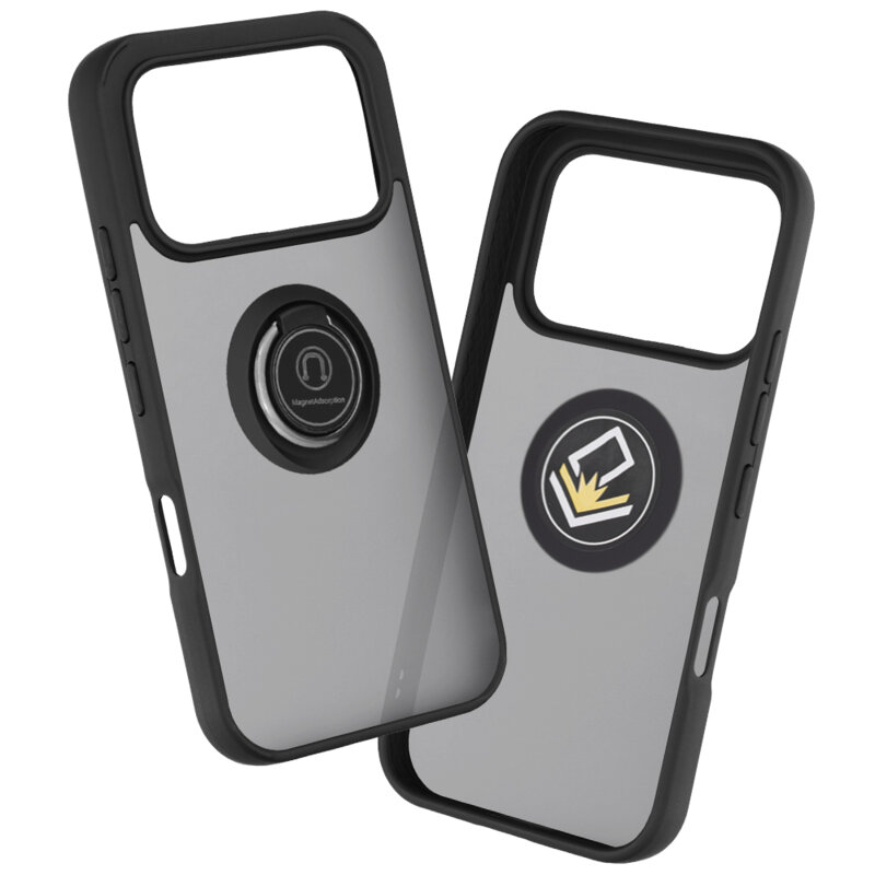 Husa Honor 600 Techsuit Glinth cu inel suport stand magnetic, negru