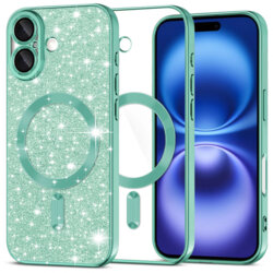 Husa premium iPhone 16 Techsuit Luxury Glitter MagSafe, verde deschis