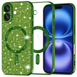 Husa premium iPhone 16 Techsuit Luxury Glitter MagSafe, verde