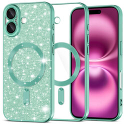 Husa premium iPhone 16 Plus Techsuit Luxury Glitter MagSafe, verde deschis