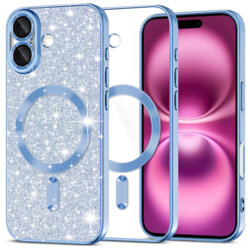 Husa premium iPhone 16 Plus Techsuit Luxury Glitter MagSafe, bleu