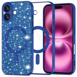 Husa premium iPhone 16 Plus Techsuit Luxury Glitter MagSafe, albastru