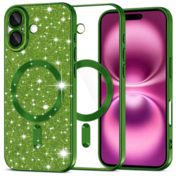 Husa premium iPhone 16 Plus Techsuit Luxury Glitter MagSafe, verde