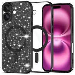 Husa premium iPhone 16 Plus Techsuit Luxury Glitter MagSafe, negru