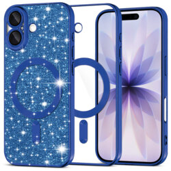 Husa premium iPhone 17 Techsuit Luxury Glitter MagSafe, albastru