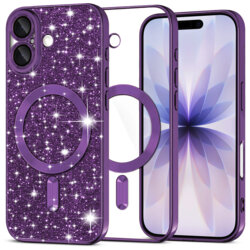 Husa premium iPhone 17 Techsuit Luxury Glitter MagSafe, mov