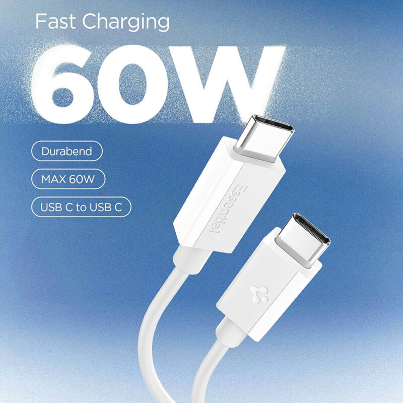Cablu Type-C Fast Charge Spigen, 60W, alb, EB6015CC