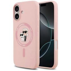 Husa Karl Lagerfeld iPhone 17 Silicone Ring MagSafe, Karl&Choupette, roz, KLHMP17SSCMKCRHP