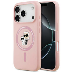 Husa Karl Lagerfeld iPhone 17 Pro Silicone Ring MagSafe, Karl&Choupette, roz, KLHMP17LSCMKCRHP