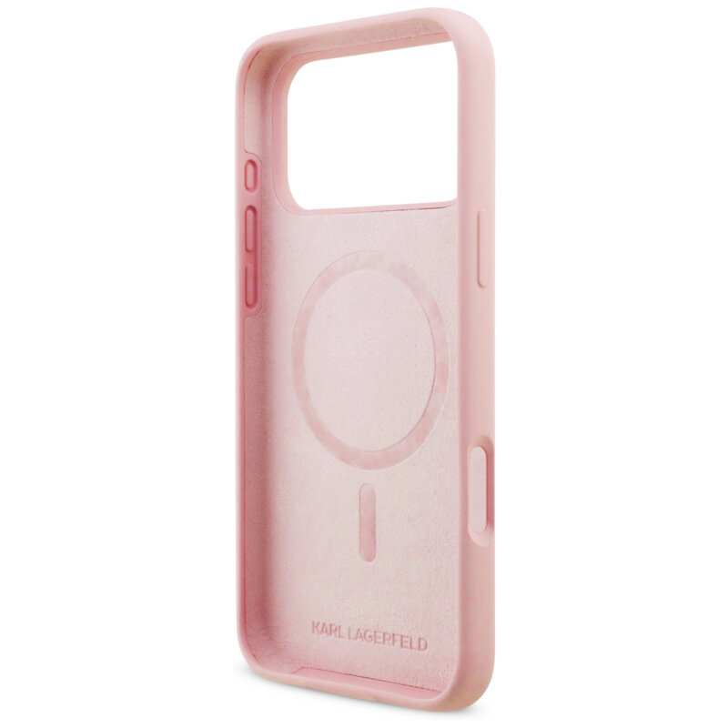 Husa Karl Lagerfeld iPhone 17 Pro Max Silicone Ring MagSafe, Karl&Choupette, roz, KLHMP17XSCMKCRHP