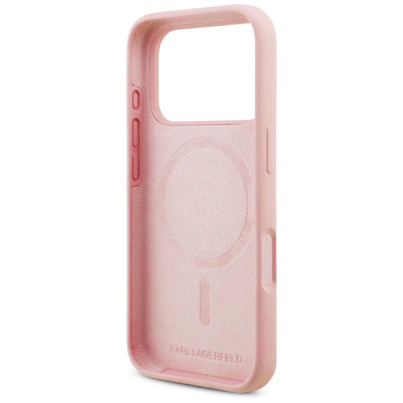 Husa Karl Lagerfeld iPhone 17 Pro Silicone Ring MagSafe, Karl&Choupette, roz, KLHMP17LSCMKCRHP