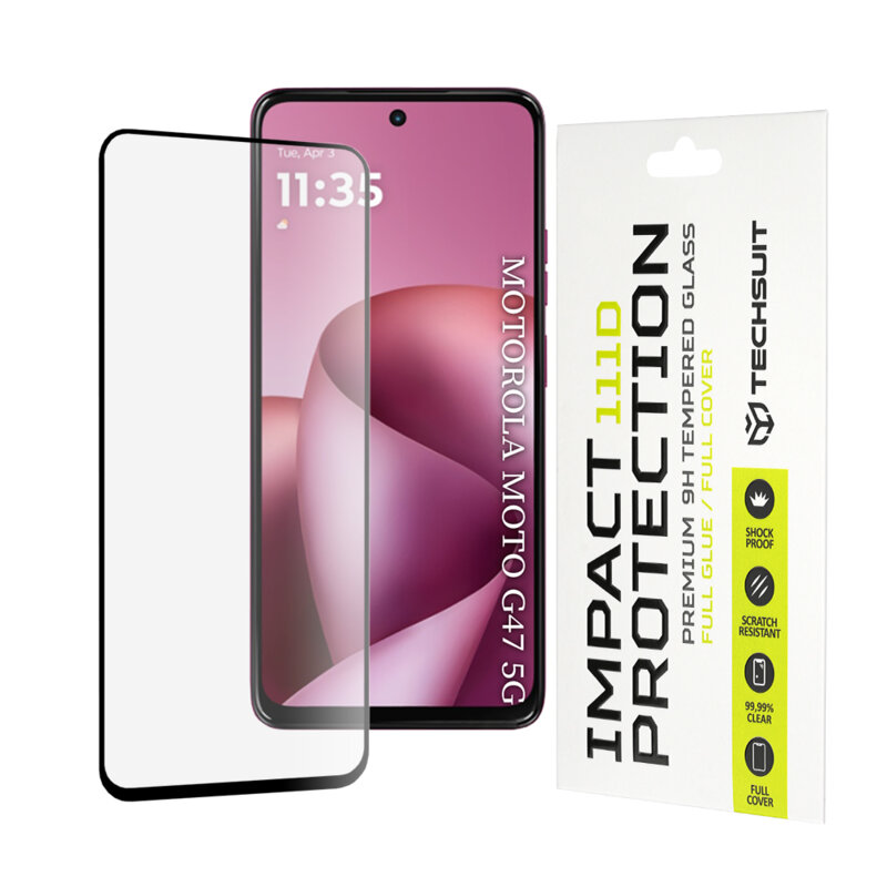 Folie sticla Motorola Moto G47 Techsuit 111D Full Glue Full Cover, negru