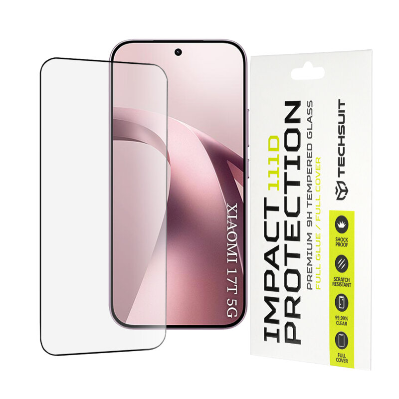 Folie sticla Xiaomi 17T Techsuit 111D Full Glue Full Cover, negru