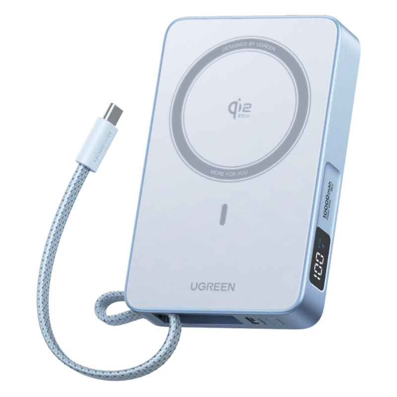 Power bank wireless MagSafe 10000mAh Ugreen, 25W, bleu, 65958B