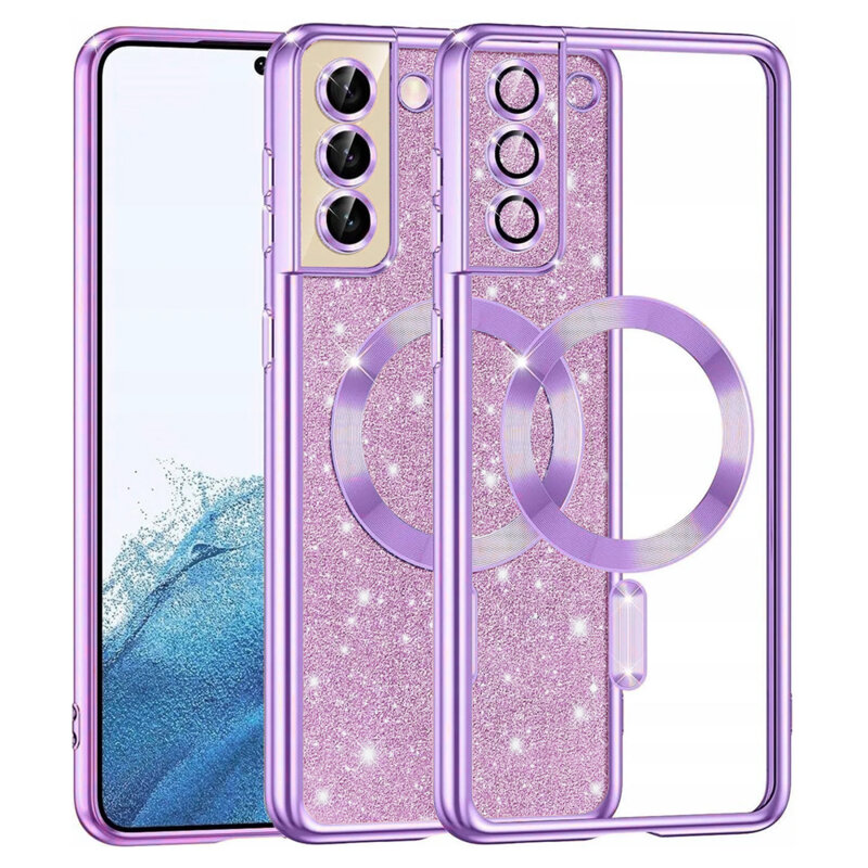 Husa premium Samsung Galaxy S22 5G Techsuit Luxury Glitter MagSafe, mov deschis