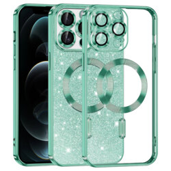 Husa premium iPhone 12 Pro Techsuit Luxury Glitter MagSafe, verde deschis