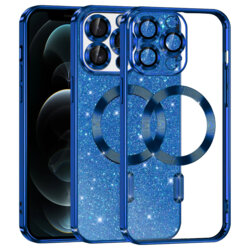 Husa premium iPhone 12 Pro Techsuit Luxury Glitter MagSafe, albastru