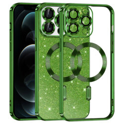 Husa premium iPhone 12 Pro Techsuit Luxury Glitter MagSafe, verde