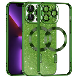 Husa premium iPhone 13 Pro Techsuit Luxury Glitter MagSafe, verde