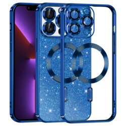 Husa premium iPhone 13 Pro Techsuit Luxury Glitter MagSafe, albastru