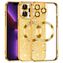 Husa premium iPhone 13 Pro Techsuit Luxury Glitter MagSafe, auriu
