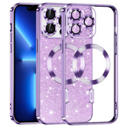 Husa premium iPhone 13 Pro Max Techsuit Luxury Glitter MagSafe, mov deschis