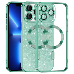 Husa premium iPhone 13 Pro Max Techsuit Luxury Glitter MagSafe, verde deschis
