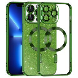 Husa premium iPhone 13 Pro Max Techsuit Luxury Glitter MagSafe, verde